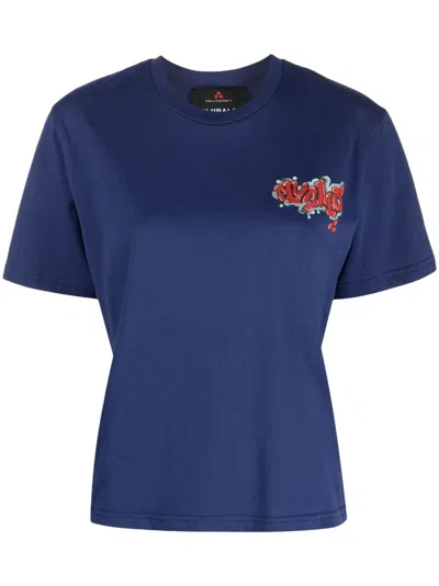 Peuterey Logo Cotton T Shirt In Blue