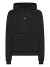 Peuterey Ribbed Knit Hoodie With Polished Finish In Black
