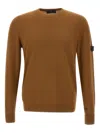 Peuterey Logo-patch Crew-neck Sweater In Brown