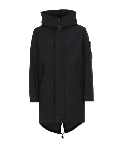 Peuterey Logo Patch Hooded Coat In Black