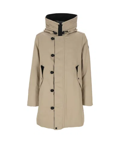 Peuterey Logo-patch Parka Coat In Brown