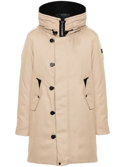 Peuterey Logo-patch Parka Coat In Beige