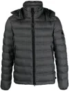 Peuterey Logo-patch Quilted Hooded Jacket In Grey