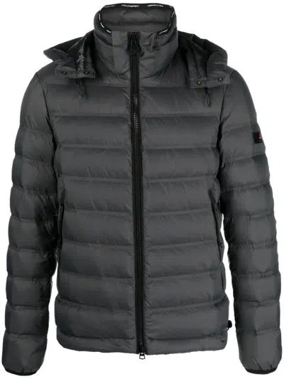 Peuterey Logo-patch Quilted Hooded Jacket In Grey