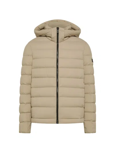 Peuterey Logo-patch Hooded Puffer Jacket In Neutral