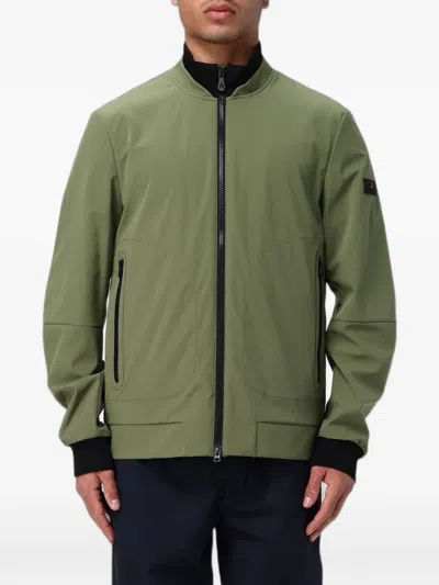 Peuterey Logo-patch Zip-up Bomber Jacket In Gray