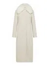 Peuterey Long Coat With Cashmere Goat Collar In Cream