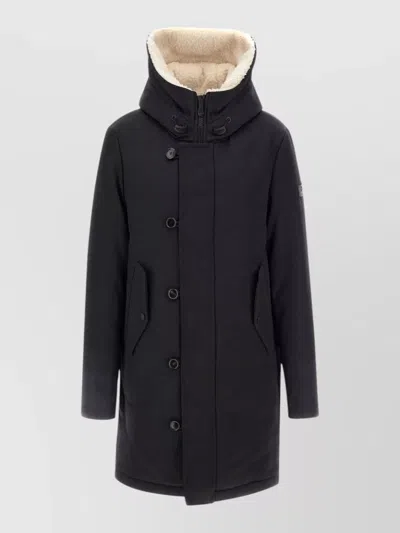 Peuterey Long Hood Jacket Featuring Side Pockets In Black
