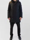 Peuterey Long Hooded Jacket Arm Patch Side Pockets In Black