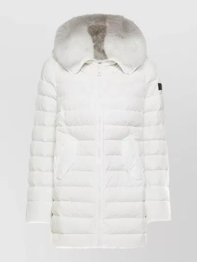 Peuterey Long Jacket Front Pockets Fur Hood Quilting In White