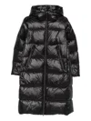 Peuterey Long Padded Jacket With Glossy Finish In Black