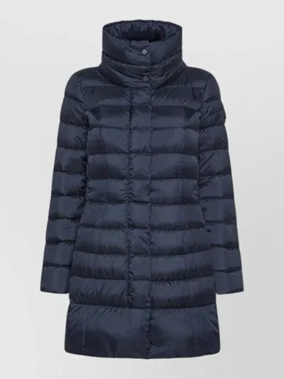 Peuterey Long Quilted Jackets High Collar Side Pockets In Blue