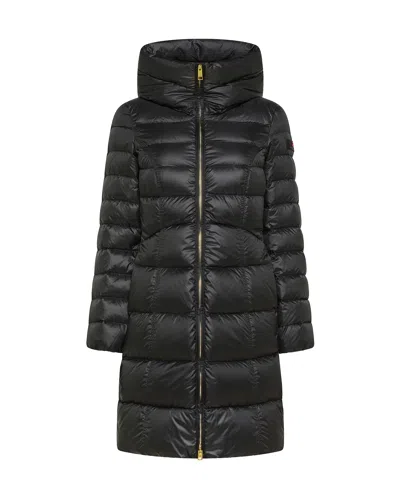 Peuterey Long Quilted Puffer Down Jacket In Black