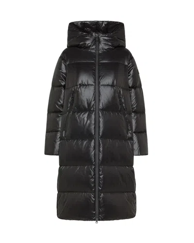 PEUTEREY LONG SHINY NYLON DOWN JACKET IN BLACK