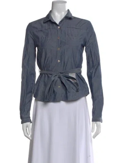 Pre-owned Peuterey Long Sleeve Button-up Top In Blue