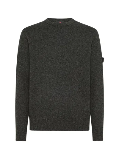 Peuterey Long-sleeved Crewneck Sweater With Logo In Gray