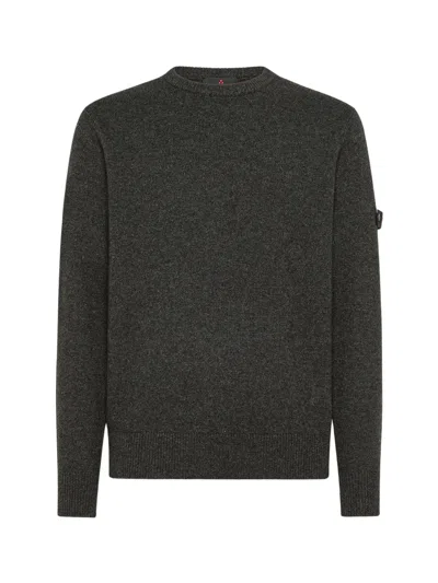 Peuterey Long-sleeved Crewneck Sweater With Logo In Gray