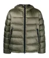 Peuterey Green Ripstop Nylon Down Jacket With Quilted Design In Green