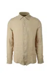 Peuterey Long-sleeved Linen Shirt With Sporty Collar In Brown