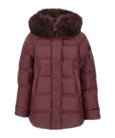 Peuterey Long-sleeved Down Jacket In Burgundy