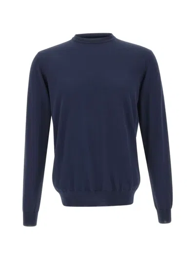 Peuterey Long-sleeved Ribbed Sweater In Blue