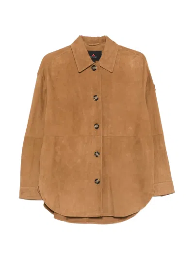 Peuterey Lya Leather Overshirt In Brown
