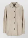 Peuterey Lya Suede Leather Oversized Collared Jacket In Multi