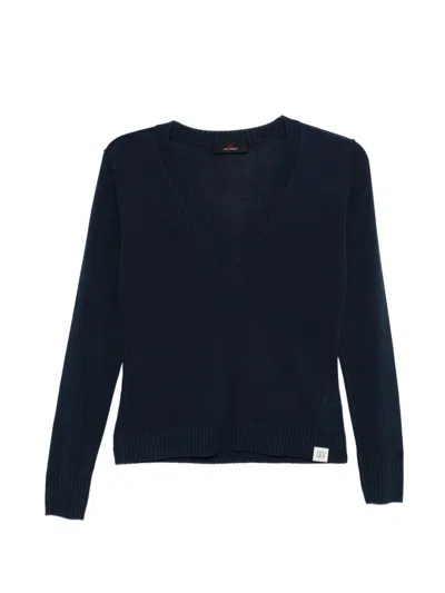Peuterey Maglia A Maniche Lunghe Jan Con Scollo A V Blu Navy  In Blue