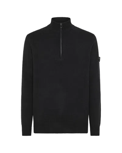 PEUTEREY HALF-ZIP SWEATER IN BLUE YAK WOOL