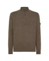 Peuterey Half-zip Knit Sweater In Premium Yak Wool Blend In Brown