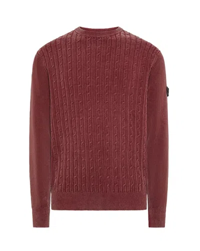 Peuterey Cursa Cable-knit Cotton Sweater In Burgundy
