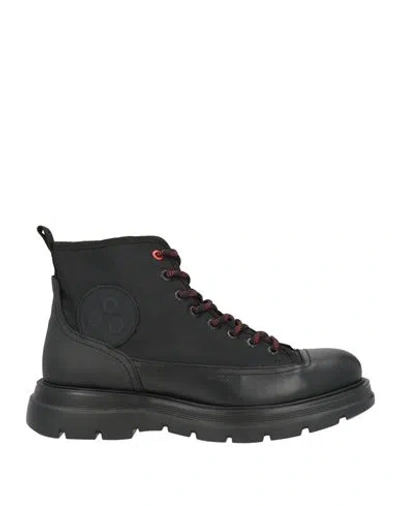 Peuterey Man Ankle Boots Black Size 10 Textile Fibers, Leather