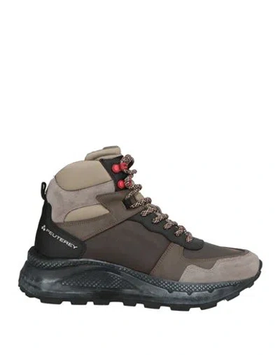 Peuterey Man Ankle Boots Grey Size 9 Leather, Textile Fibers In Multi