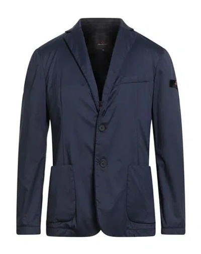 Peuterey Man Blazer Navy Size L Polyamide In Blue