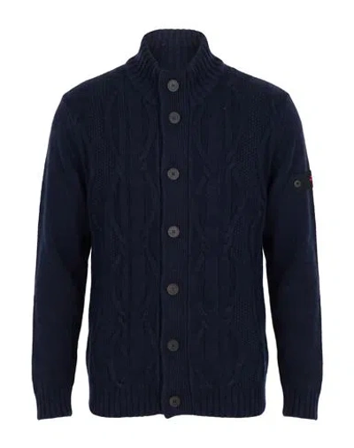 Peuterey Man Cardigan Navy Size S Wool, Polyamide
