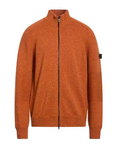 Peuterey Man Cardigan Orange Size Xl Wool, Polyamide