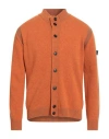 Peuterey Man Cardigan Orange Size Xxl Wool, Polyamide