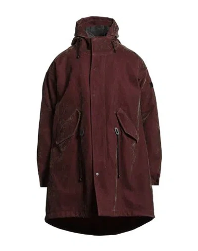 Peuterey Man Coat Brown Size M Cotton, Viscose In Burgundy