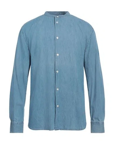 Peuterey Man Denim Shirt Blue Size Xxl Cotton