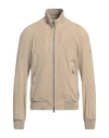 Peuterey Man Jacket Beige Size L Leather, Polyester, Elastane