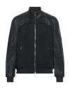 Peuterey Man Jacket Black Size L Leather, Polyamide