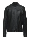 Peuterey Man Jacket Black Size Xxl Leather, Polyamide, Elastane