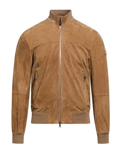 Peuterey Man Jacket Camel Size Xxl Leather In Brown