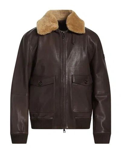 Peuterey Man Jacket Dark Brown Size Xxl Leather