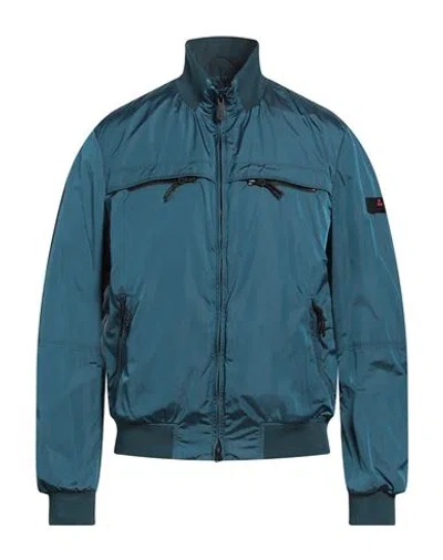 Peuterey Man Jacket Deep Teal Size L Polyamide In Blue