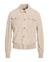 Peuterey Man Jacket Light Grey Size Xl Leather In Neutral