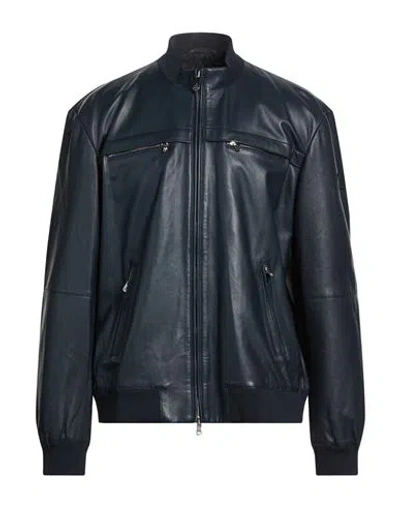 Peuterey Man Jacket Midnight Blue Size 3xl Lambskin