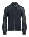 Peuterey Man Jacket Midnight Blue Size L Leather, Polyamide
