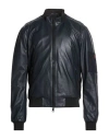 Peuterey Man Jacket Midnight Blue Size L Leather, Polyamide, Polyester
