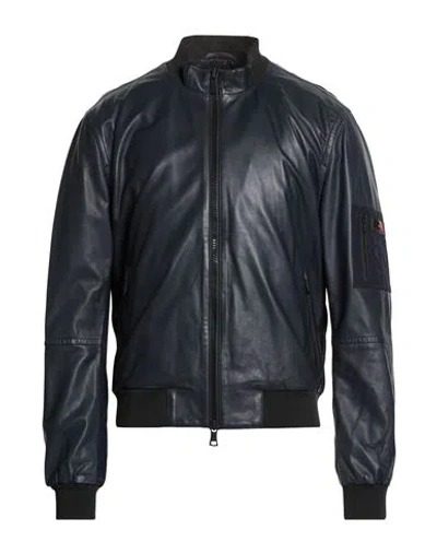 Peuterey Man Jacket Midnight Blue Size L Leather, Polyamide, Polyester